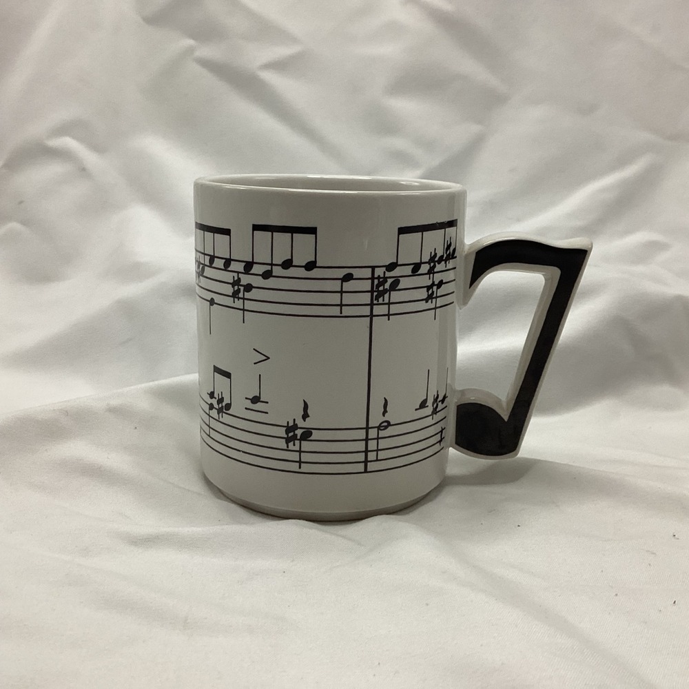 Vintage 1983 Chadwick Miller Music Sheet Mug Eighth Note Handle White Black